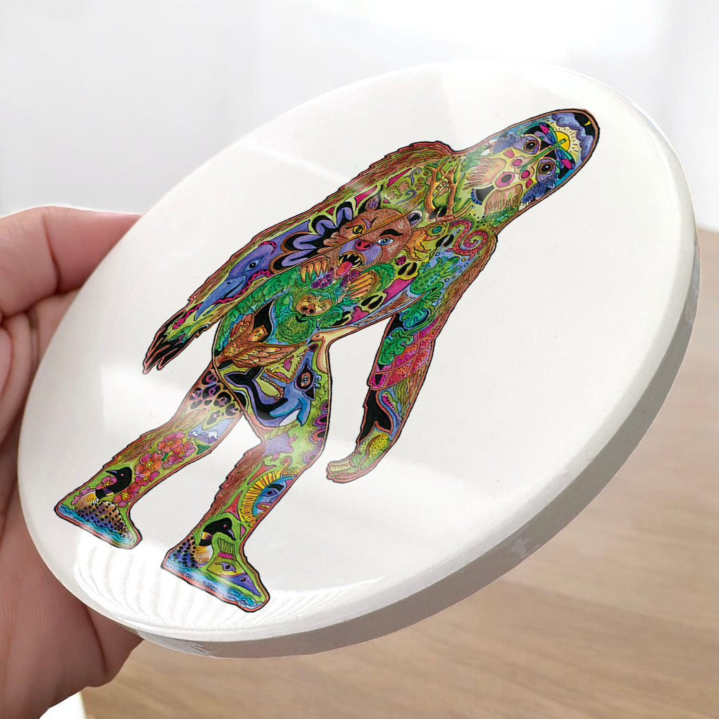 Sasquatch Glazed Ceramic Coaster