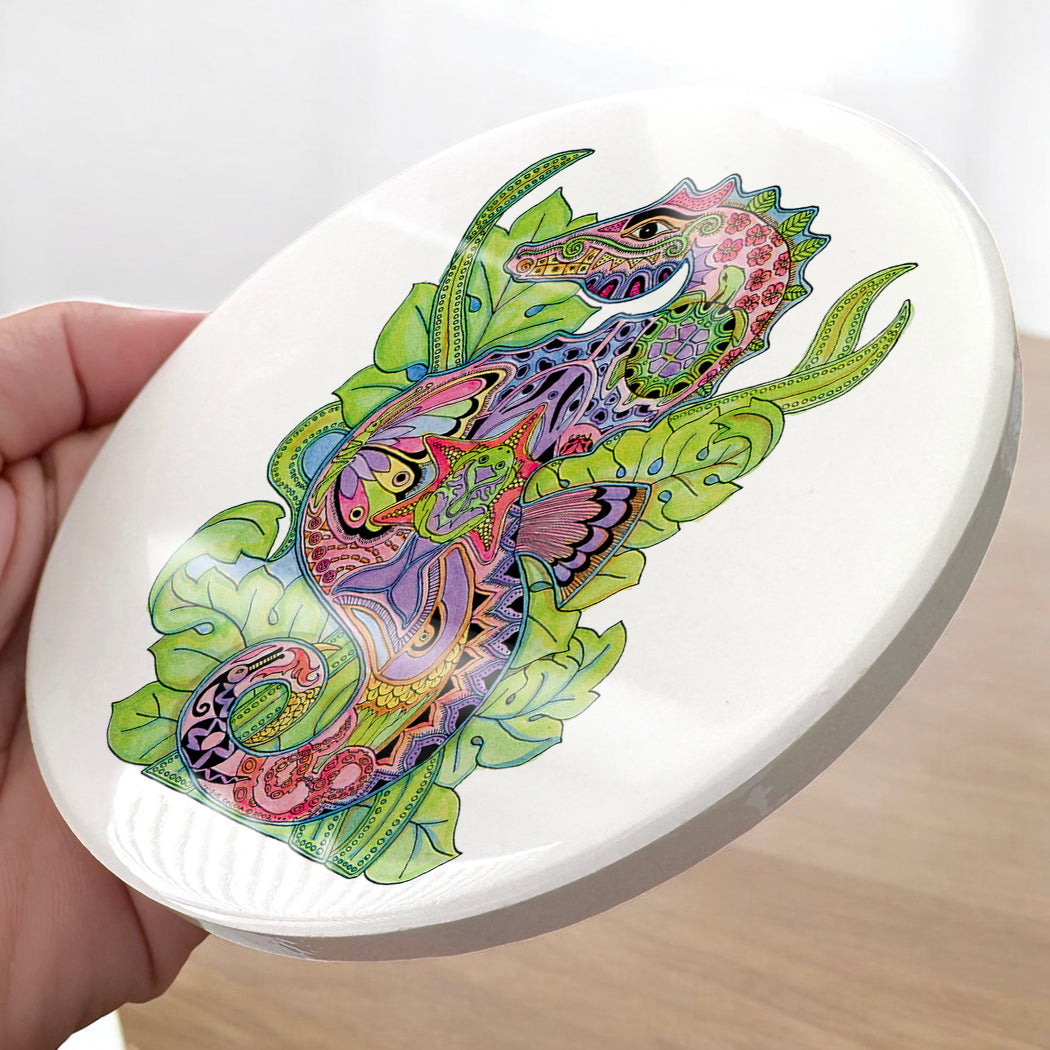 Seahorse Glazed Ceramic Coaster