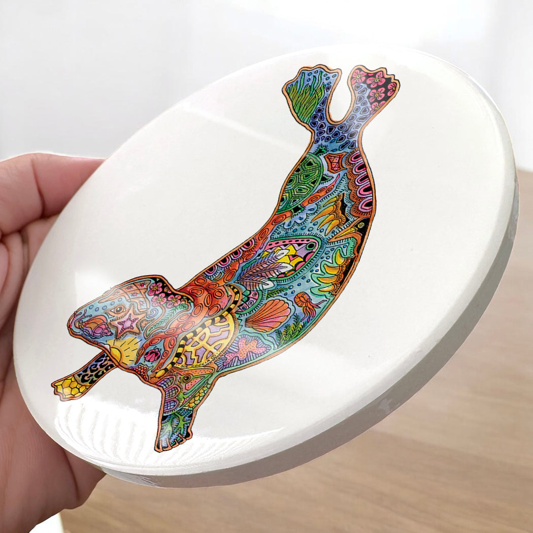 Seal Glazed Ceramic Coaster