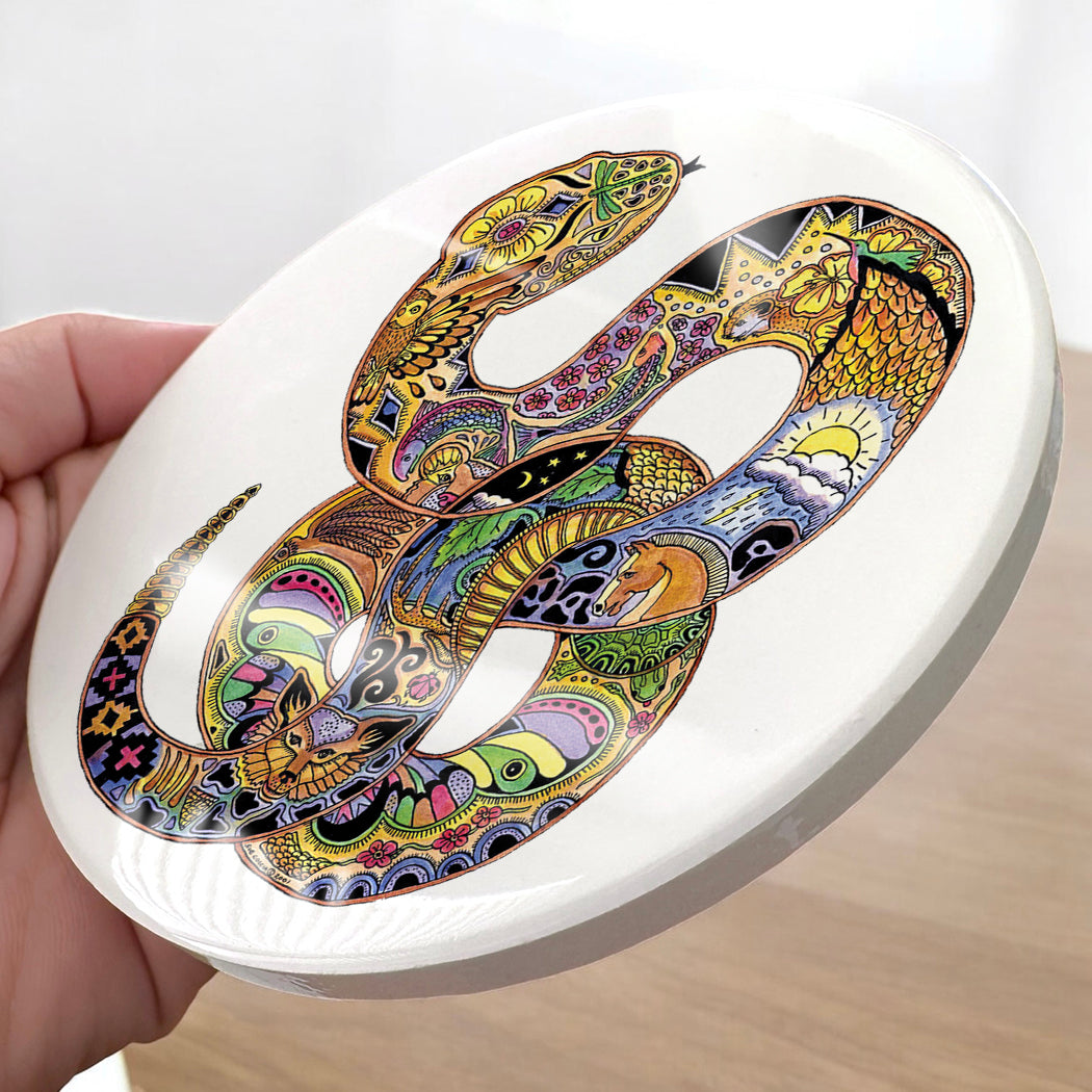 Snake Glazed Ceramic Coaster