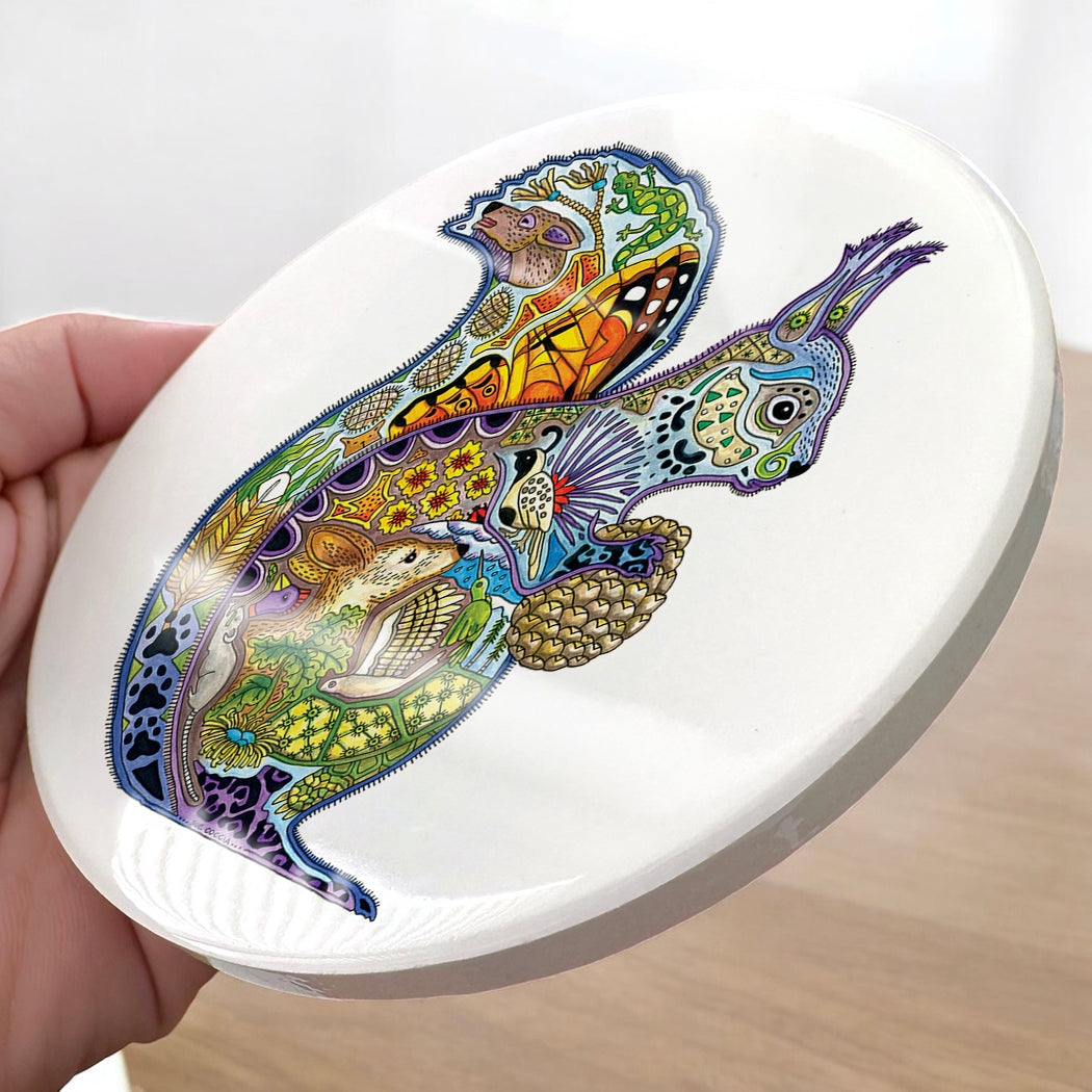 Squirrel Glazed Ceramic Coaster