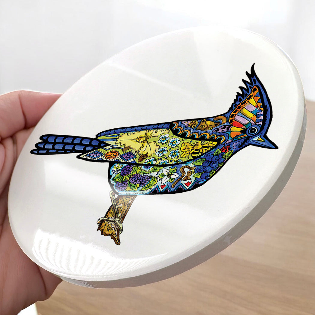 Steller's Jay Glazed Ceramic Coaster