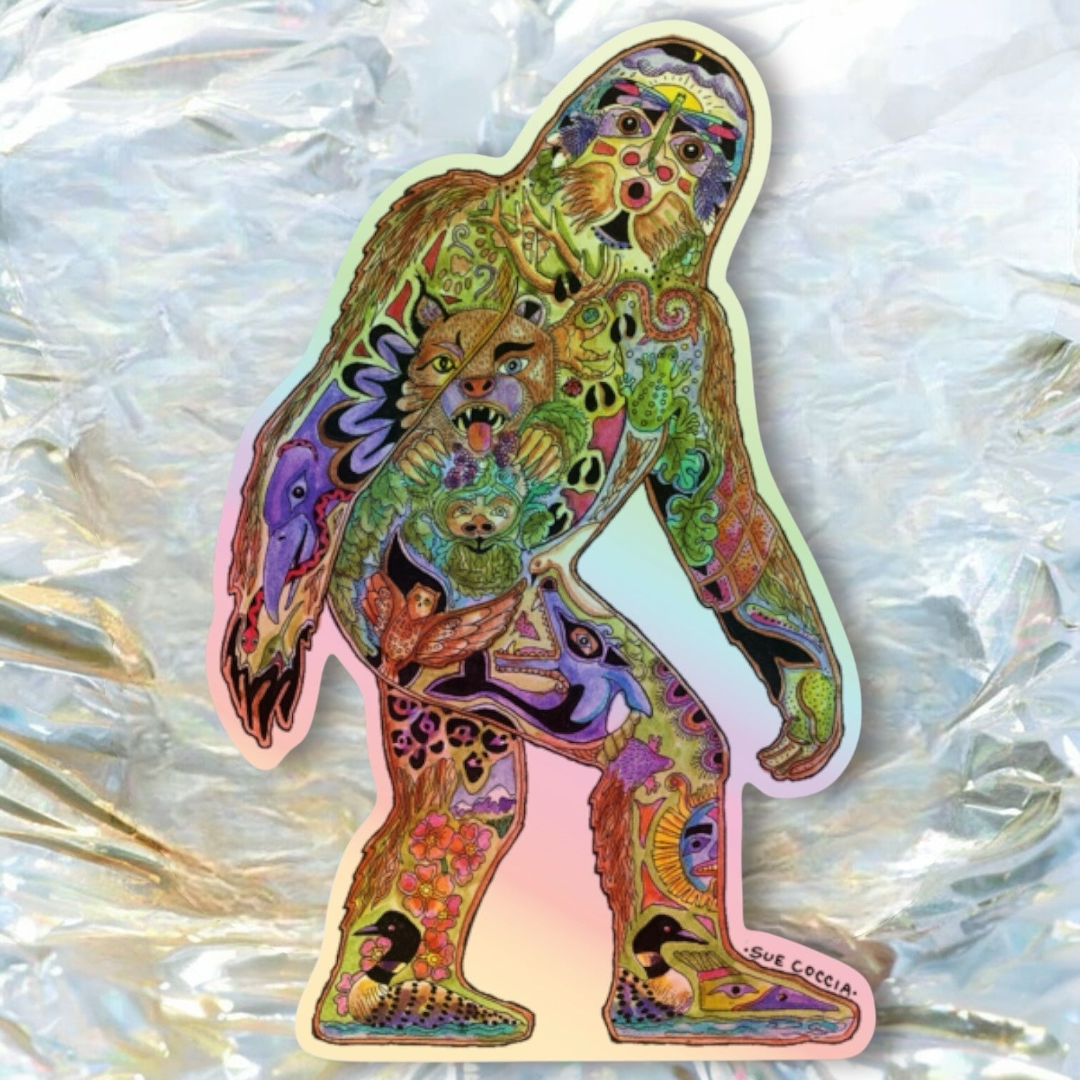 Sasquatch (Bigfoot) Holographic Sticker