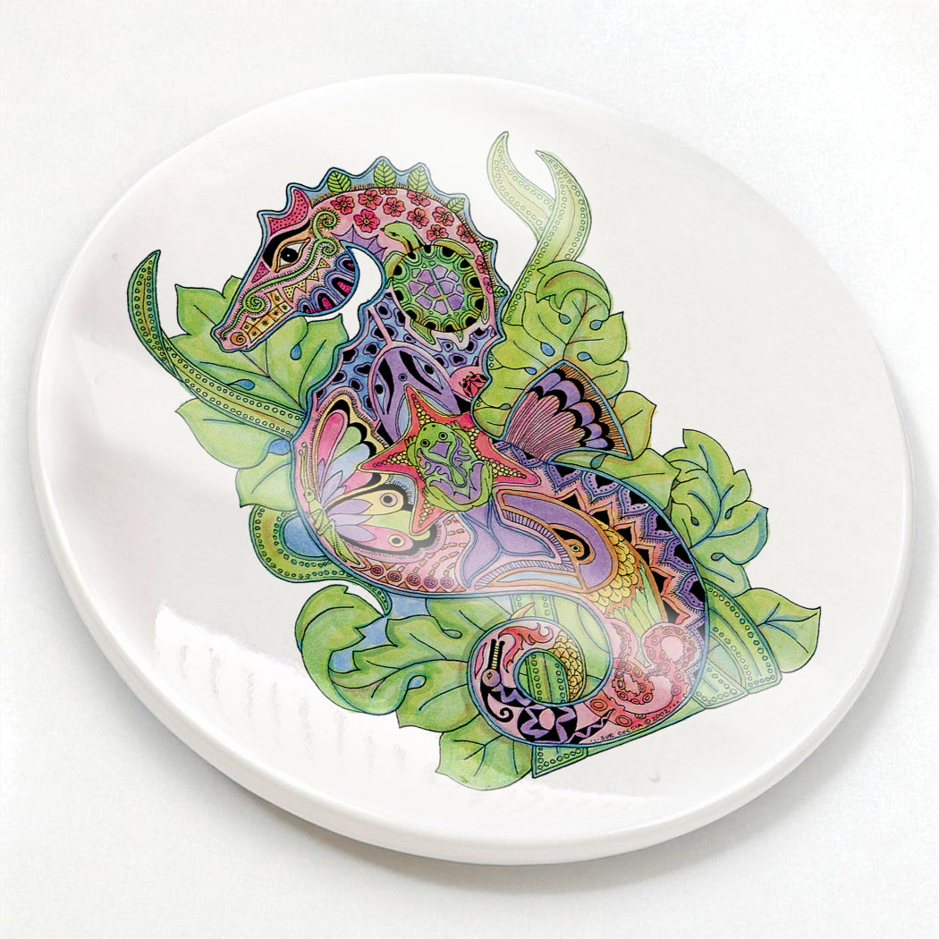Seahorse Glazed Ceramic Coaster
