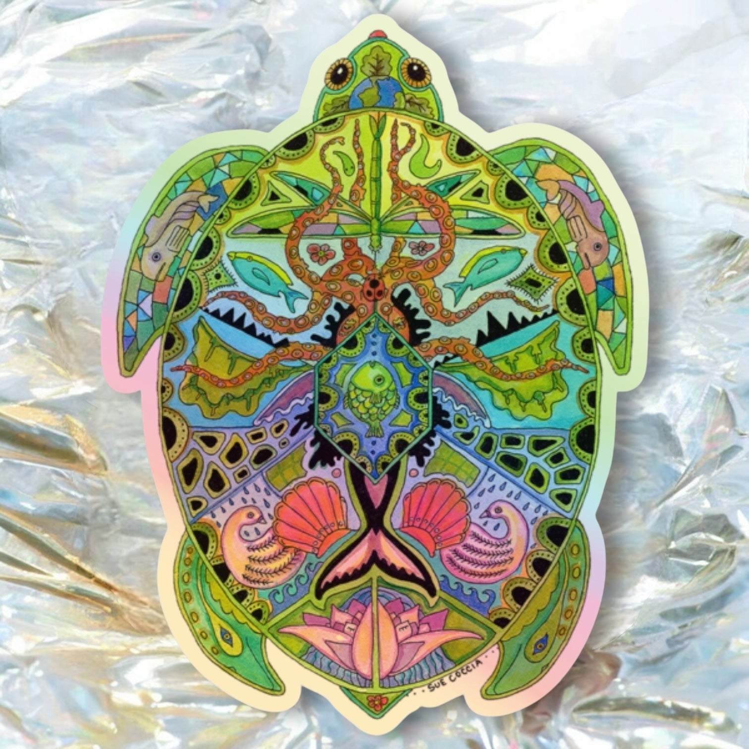 Sea Turtle Holographic Sticker