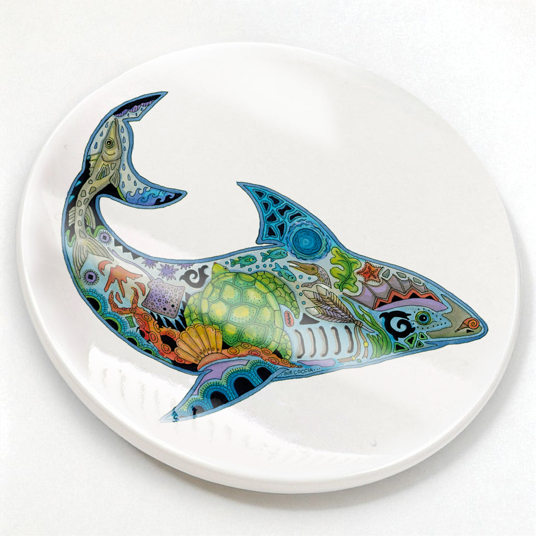 Shark Glazed Ceramic Coaster