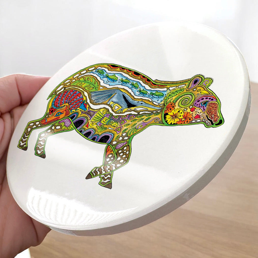 Tapir Glazed Ceramic Coaster