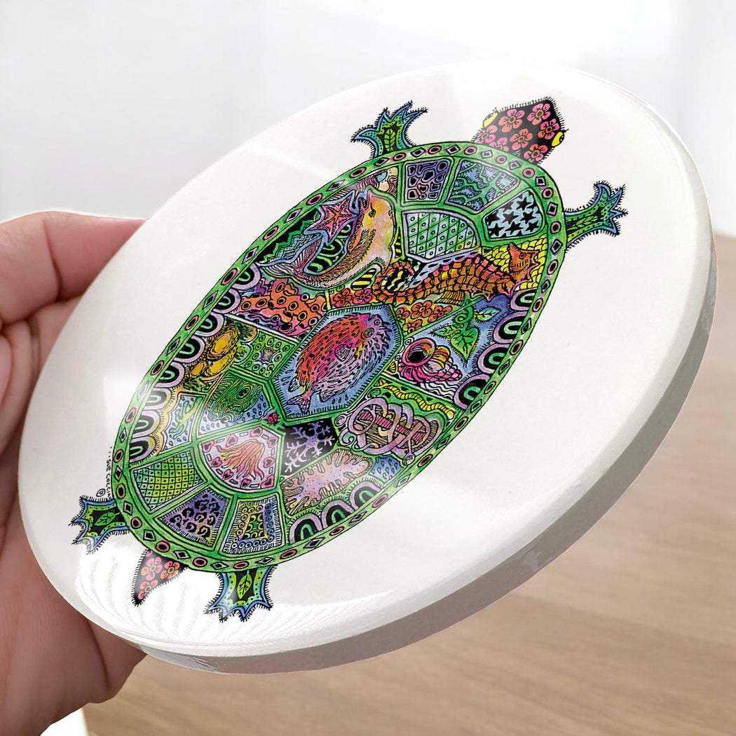 Turtle Glazed Ceramic Coaster