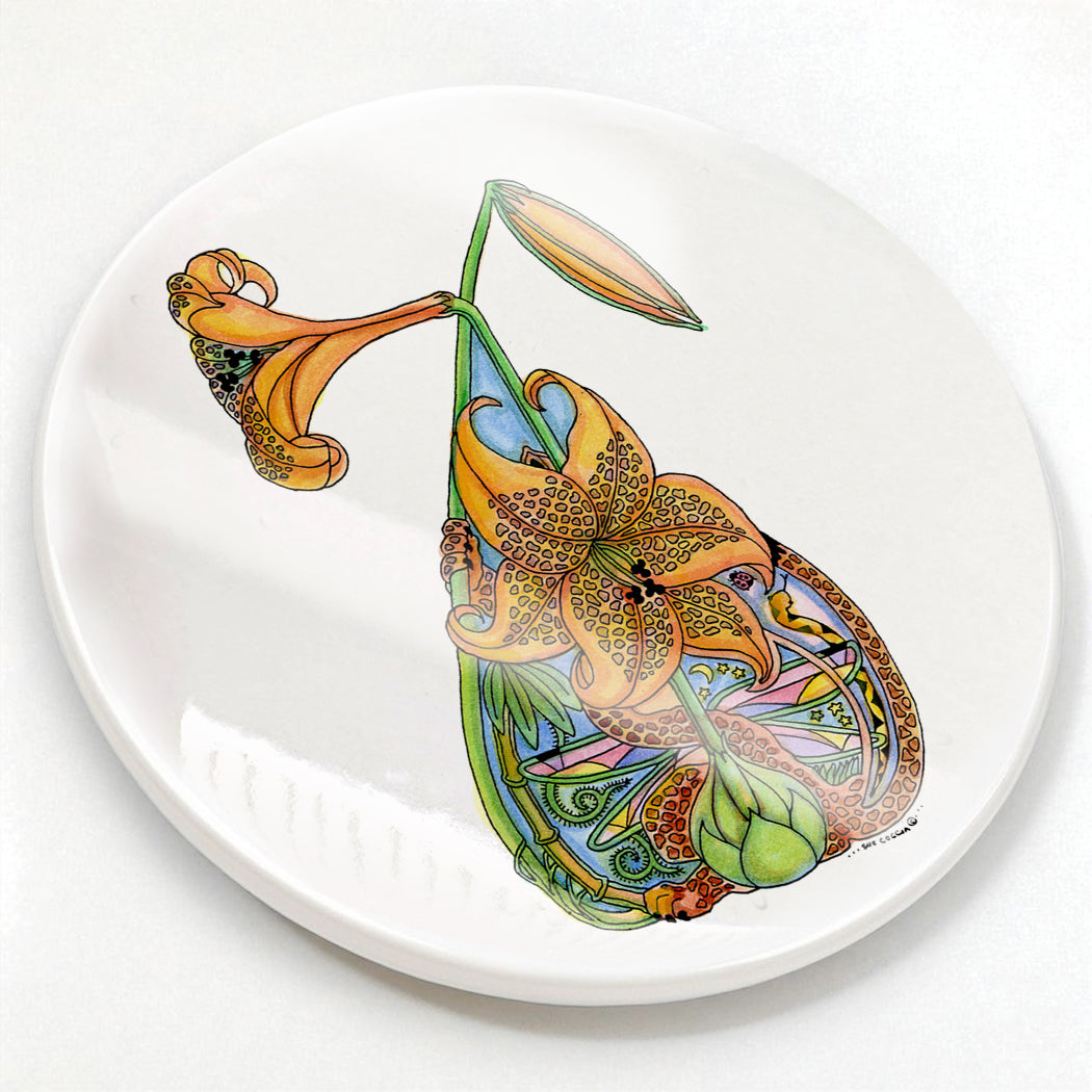 Tiger Lily Glazed Ceramic Coaster