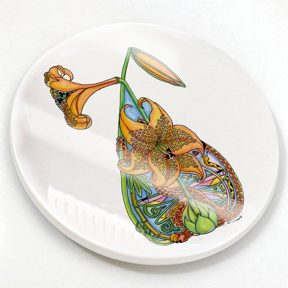 Tiger Lily Glazed Ceramic Coaster