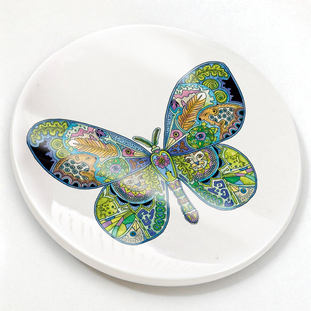 Tiger Faced Moth Glazed Ceramic Coaster
