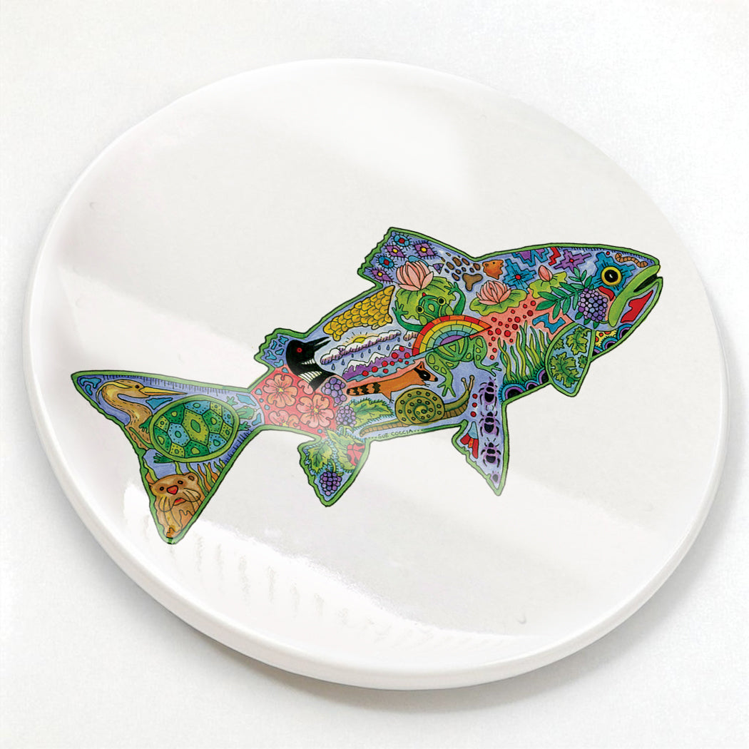 Trout Glazed Ceramic Coaster