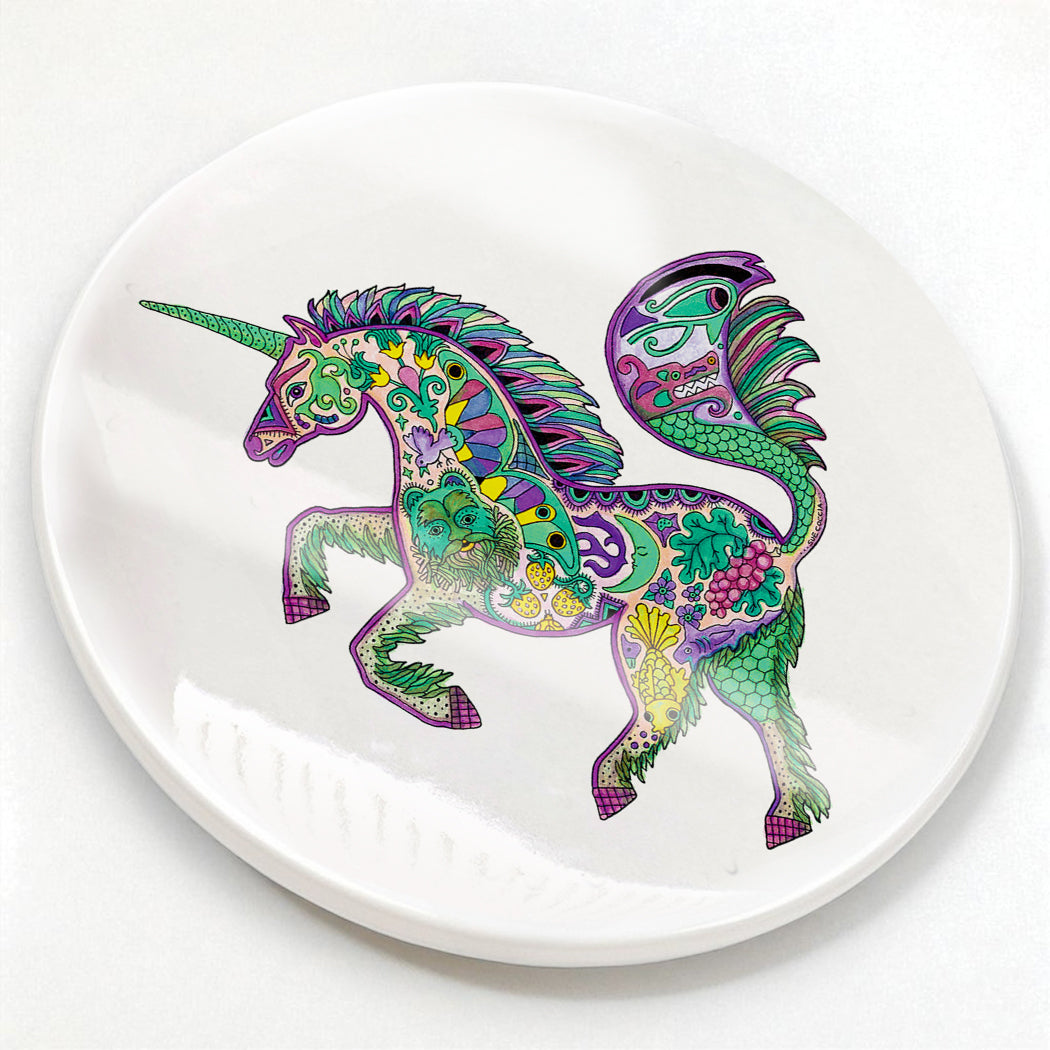 Unicorn Glazed Ceramic Coaster