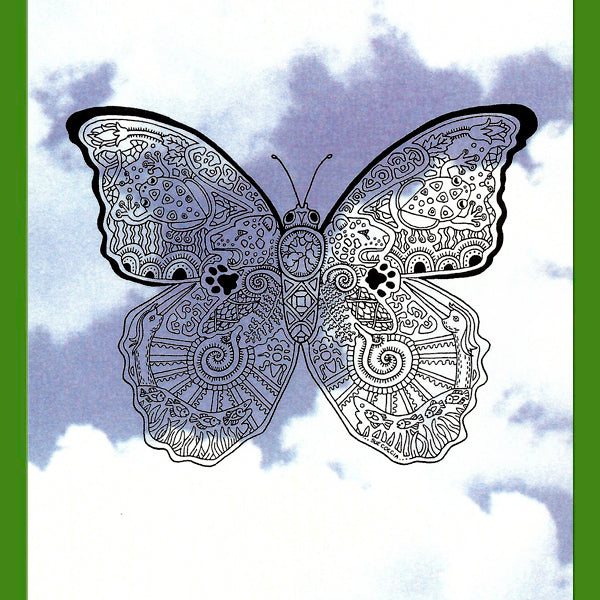 Blue Morpho Butterfly Rubber Stamp