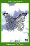 Blue Morpho Butterfly Rubber Stamp