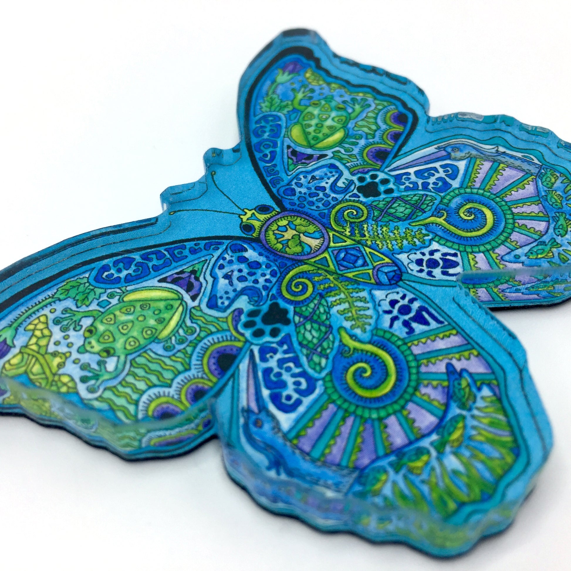 Blue Morpho Butterfly Magnets, Keychains and Pins