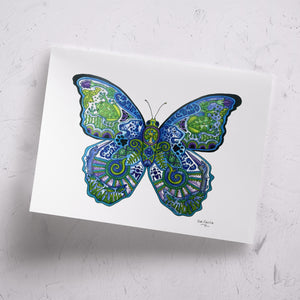 Blue Morpho Butterfly Signed Print