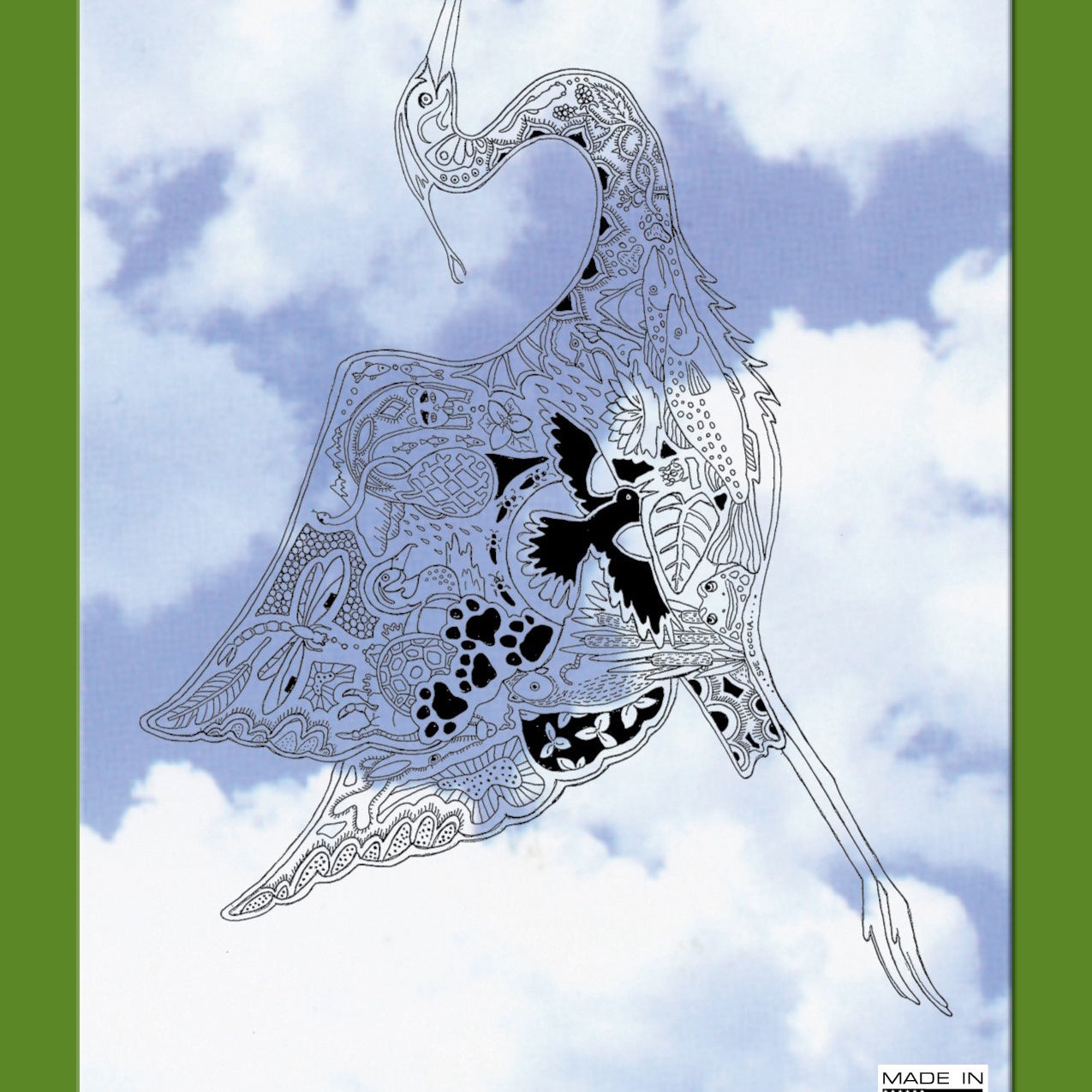 Flying Blue Heron Stamp