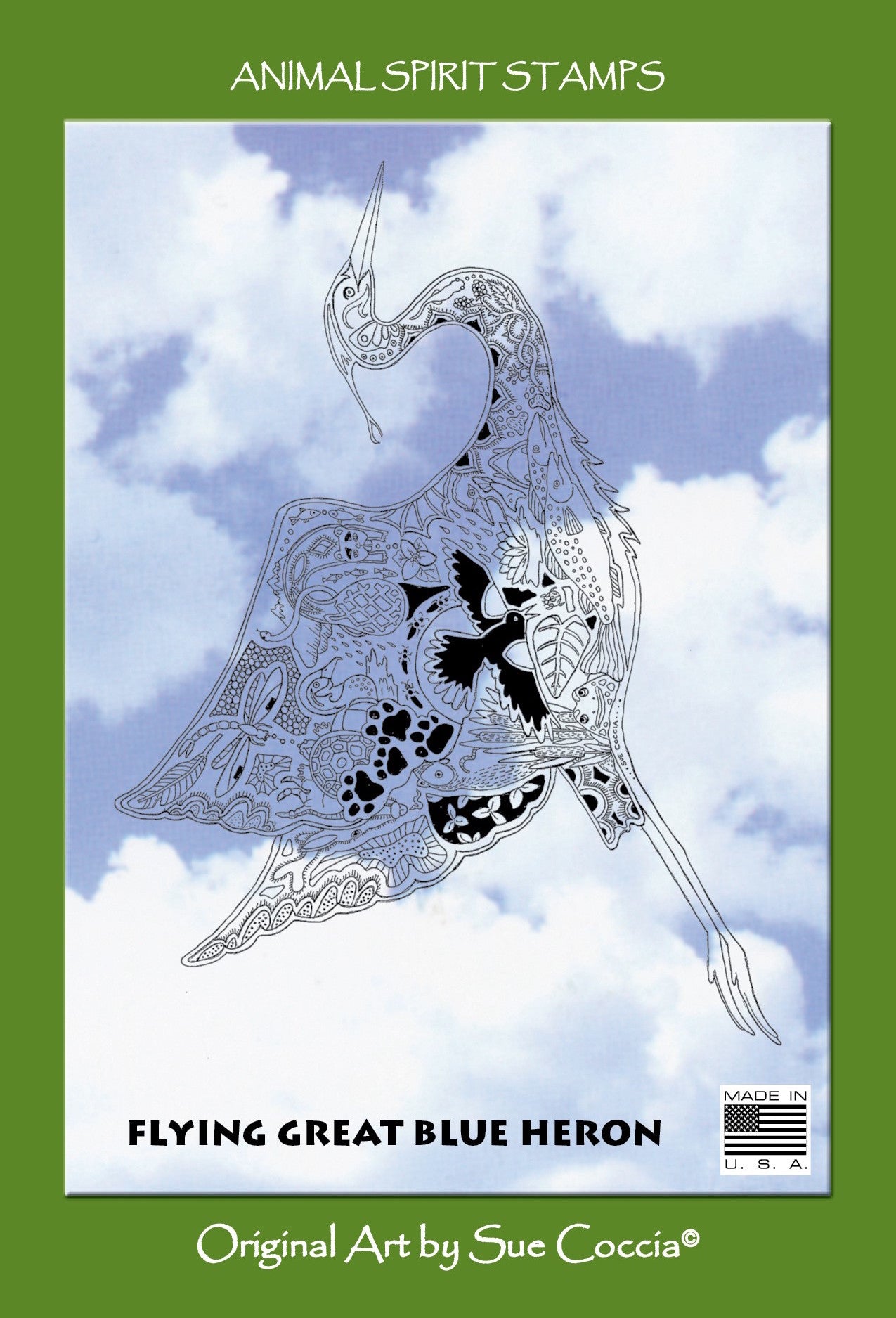 Flying Blue Heron Stamp