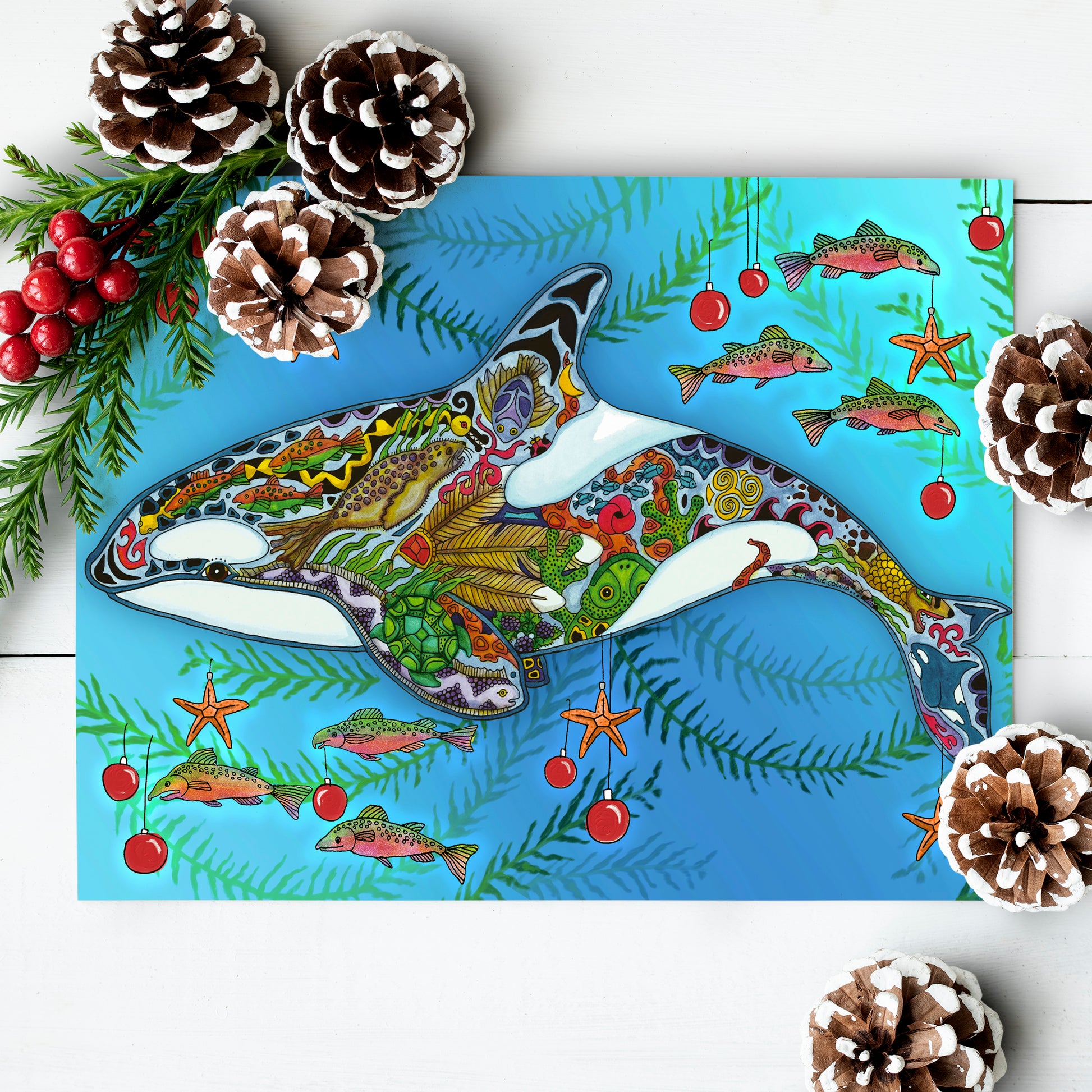 Granny Orca Holiday Card