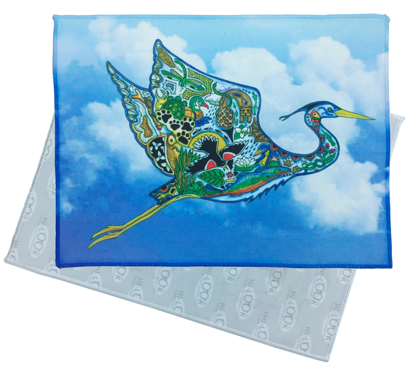 Flying Great Blue Heron Microfiber Cleaning Cloth