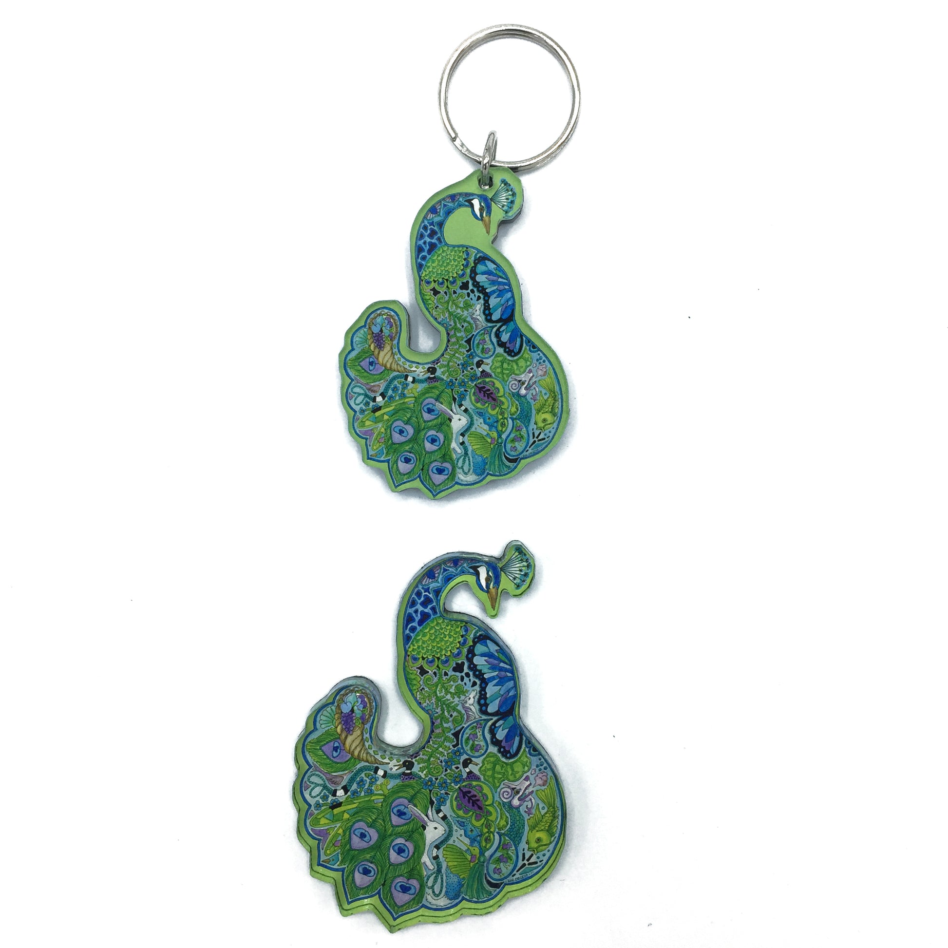 Peacock Magnets and Keychains