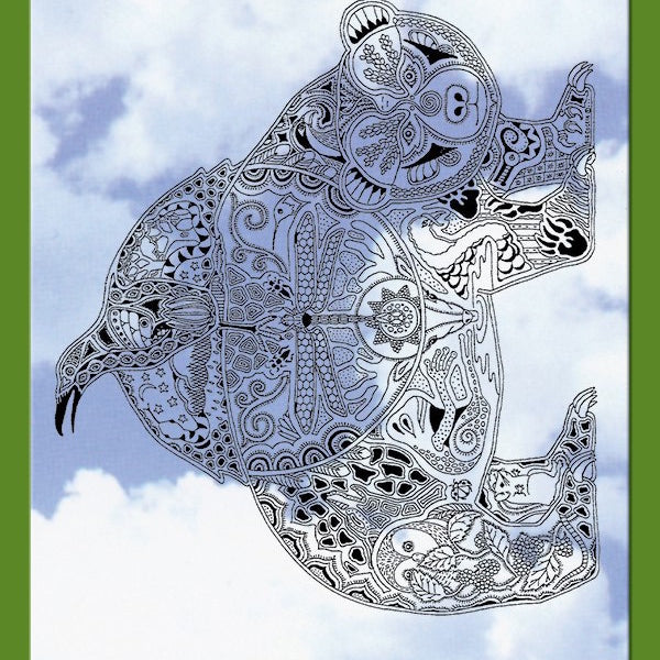 Raven Bear Rubber Stamp