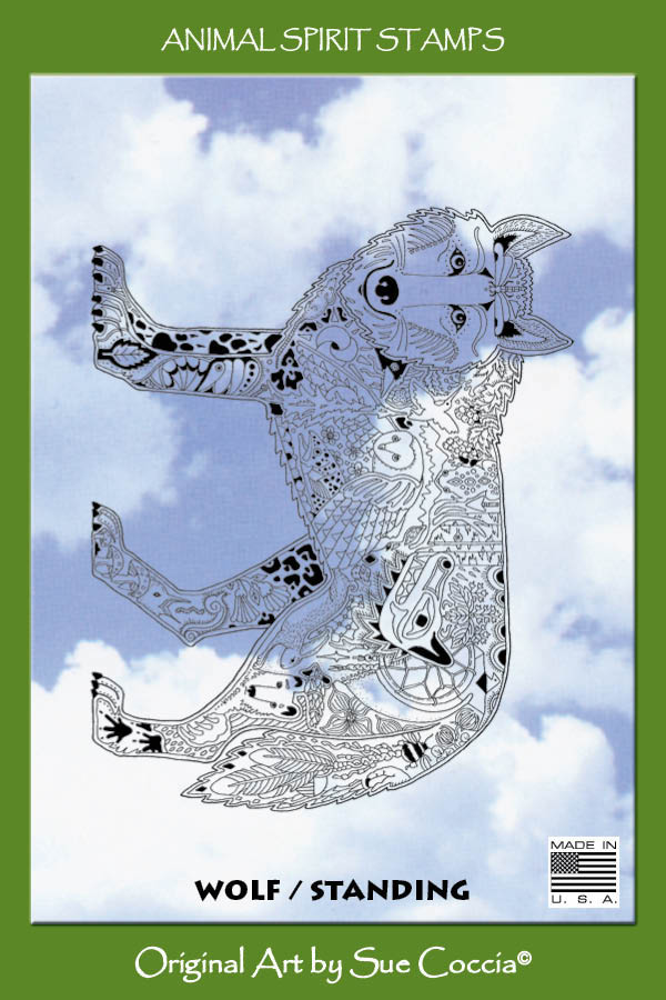 Wolf Standing Rubber Stamp