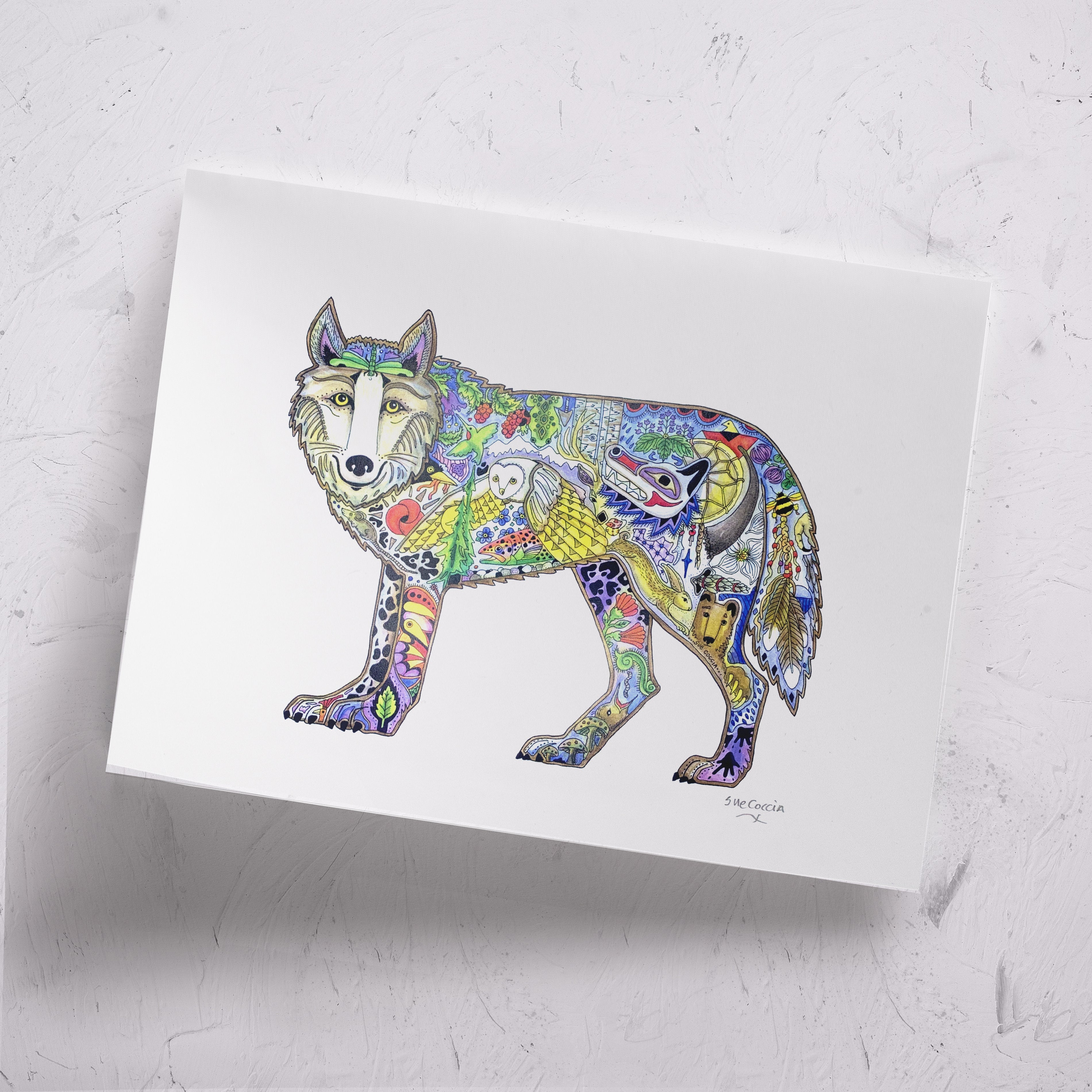 Wolf Standing Signed Print