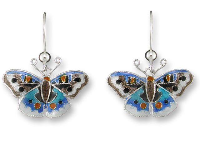 Blue Pansy Butterfly Earrings