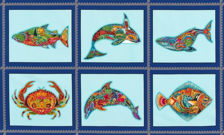 Animal Spirits Fabric AUAM-15822-246 WATER