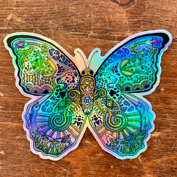 Blue Morpho Butterfly Holographic Sticker