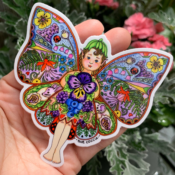 Fairy garden flowers sticker