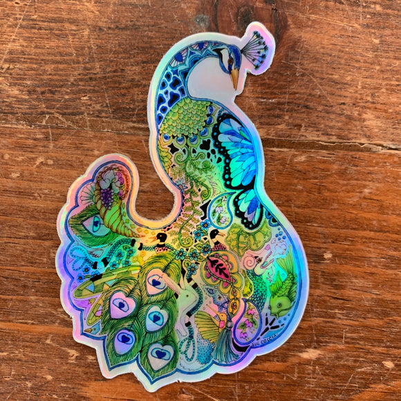 Peacock Holographic Sticker