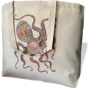 Octopus Canvas Tote Bag - Large