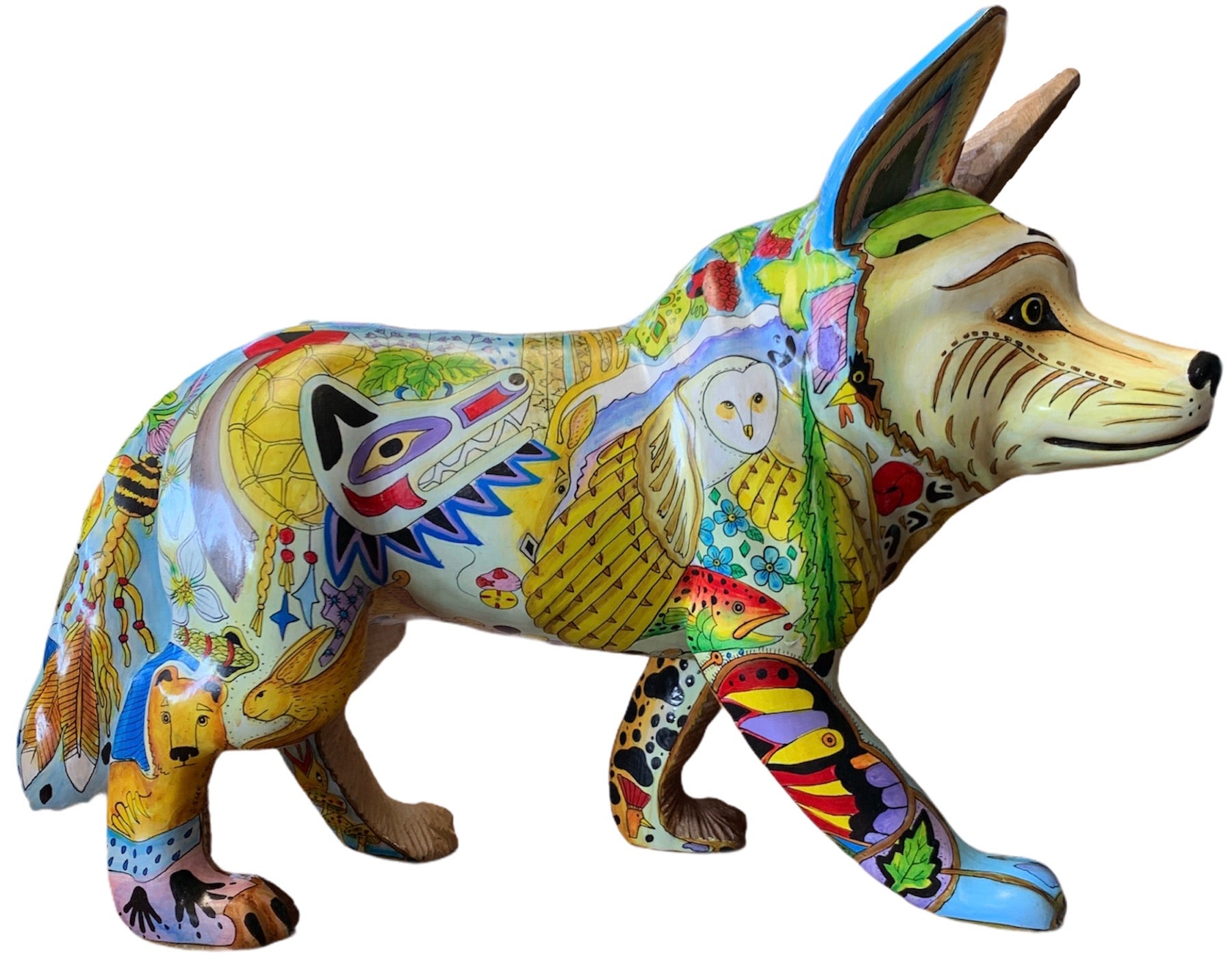 Wolf Standing Wood Carving