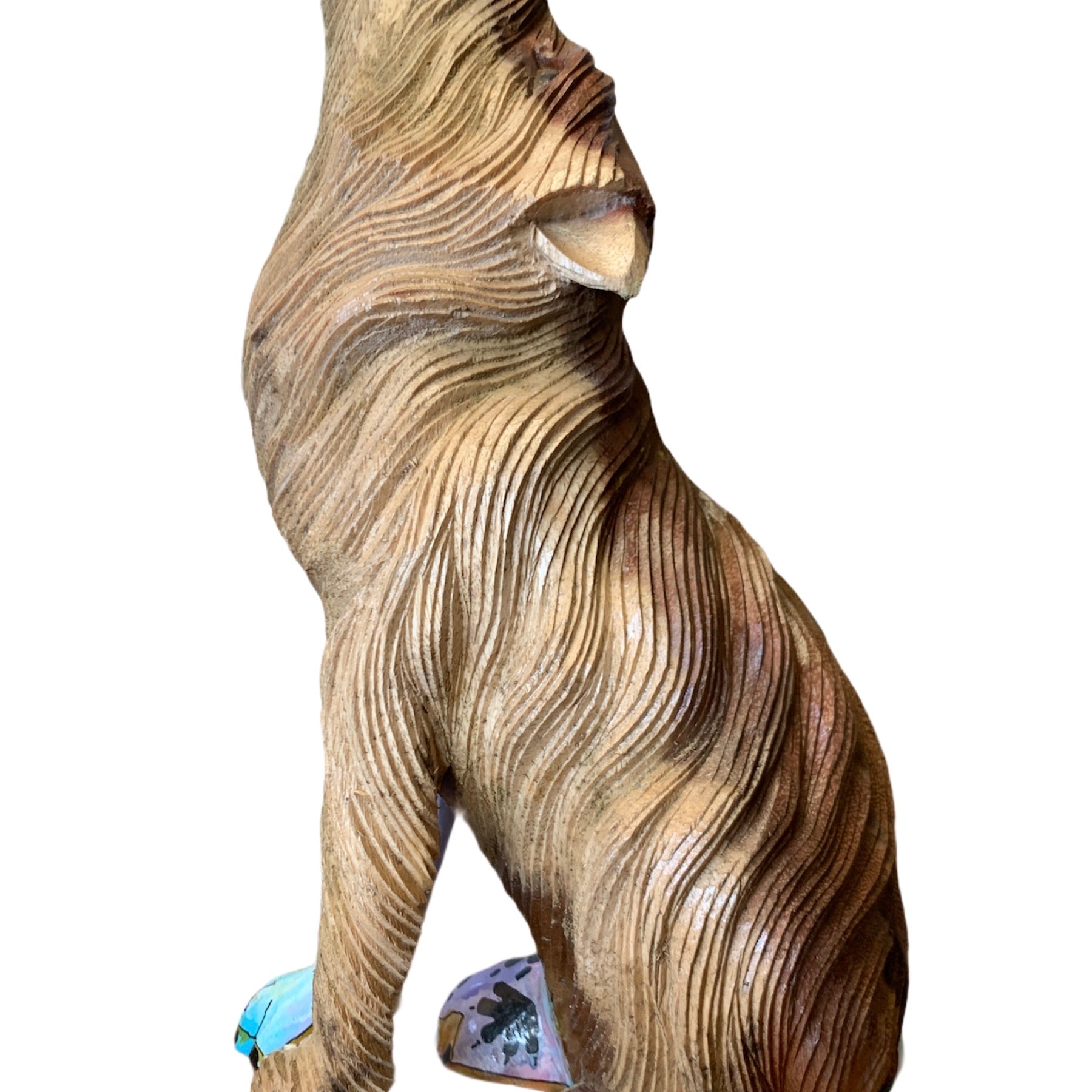 Wolf Howling Wood Carving