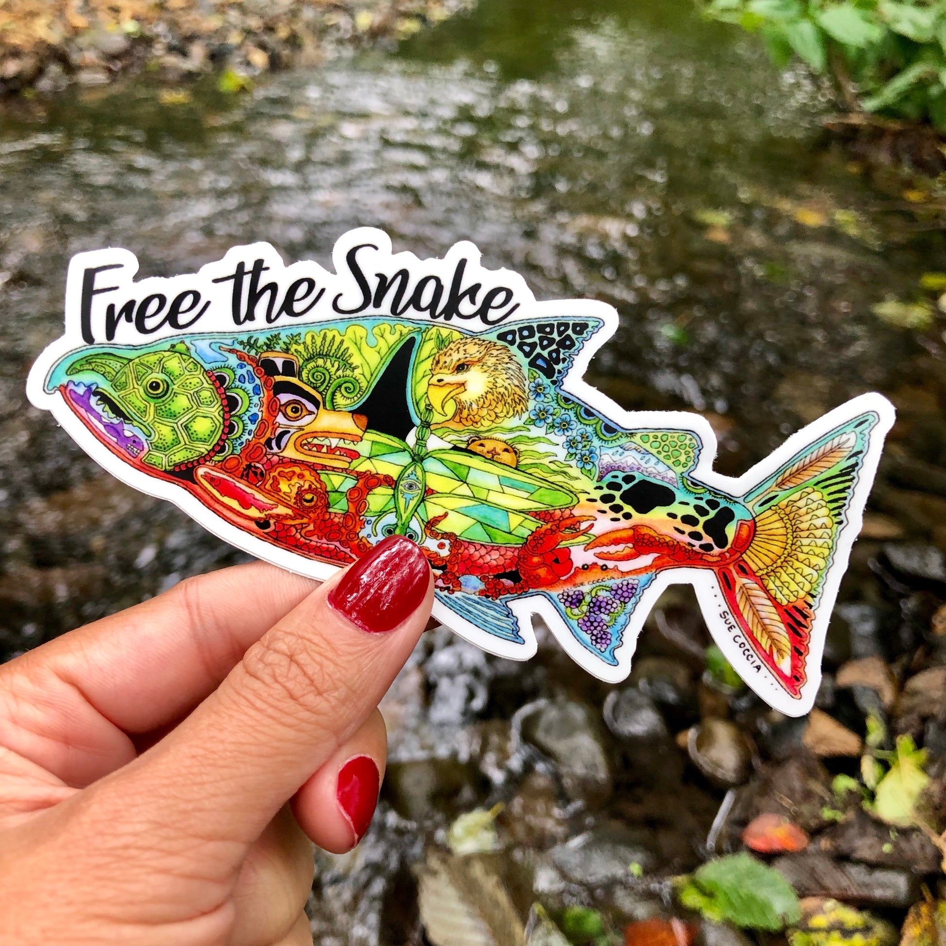 Free The Snake Chinook Salmon Sticker