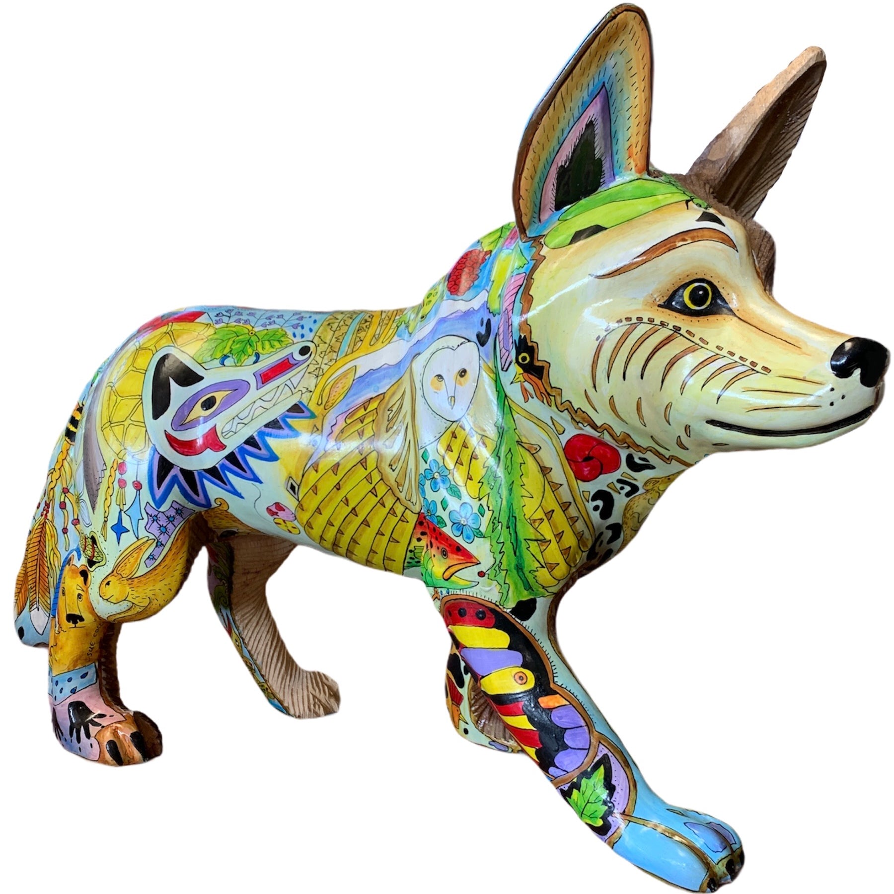 Wolf Standing Wood Carving