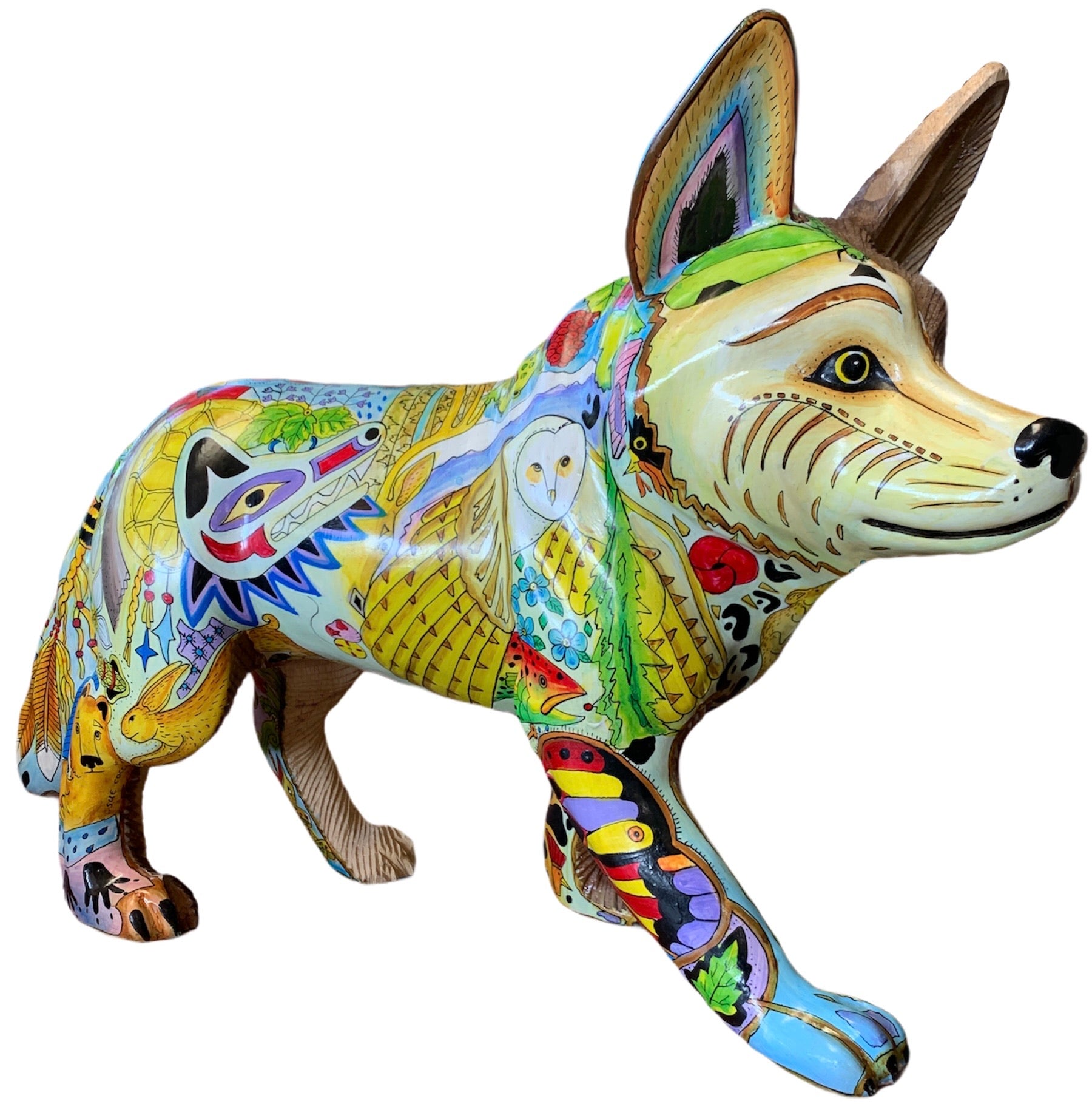 Wolf Standing Wood Carving