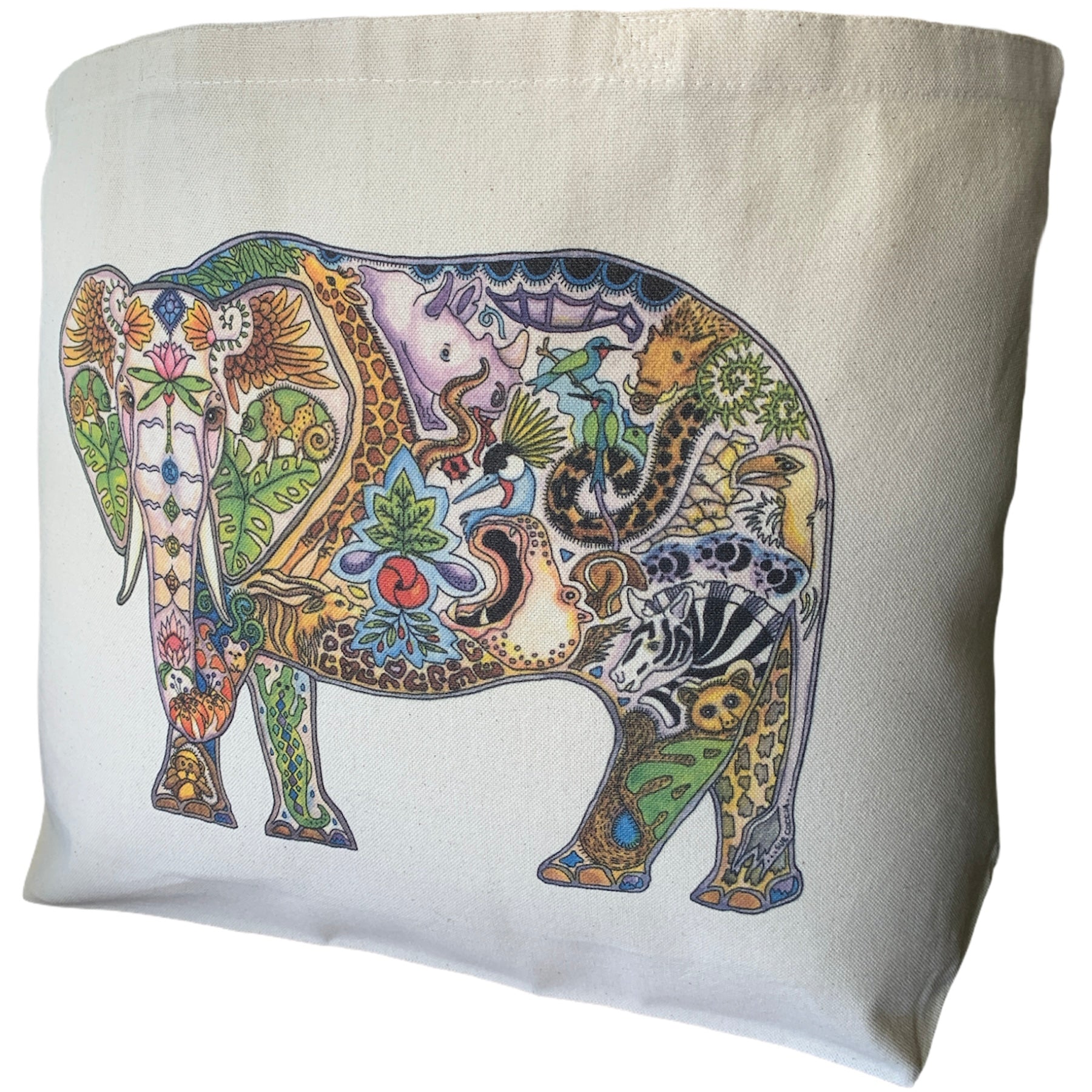 ELEPHANT SHOPPING BAG Elephant Tote Bag Hand Painted Bag 