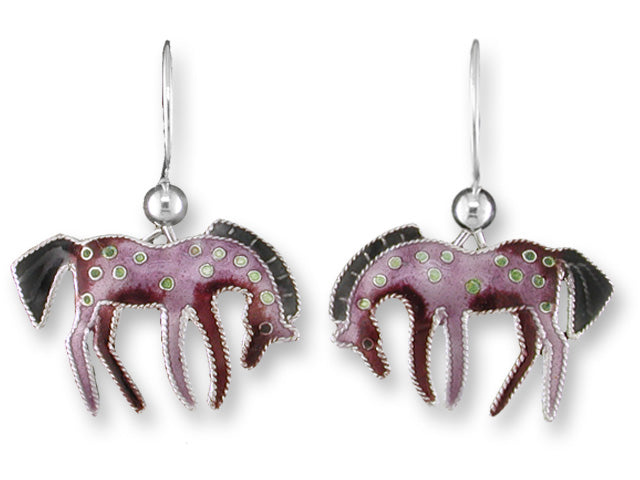 Purple Prancer Horse Earrings - Pin
